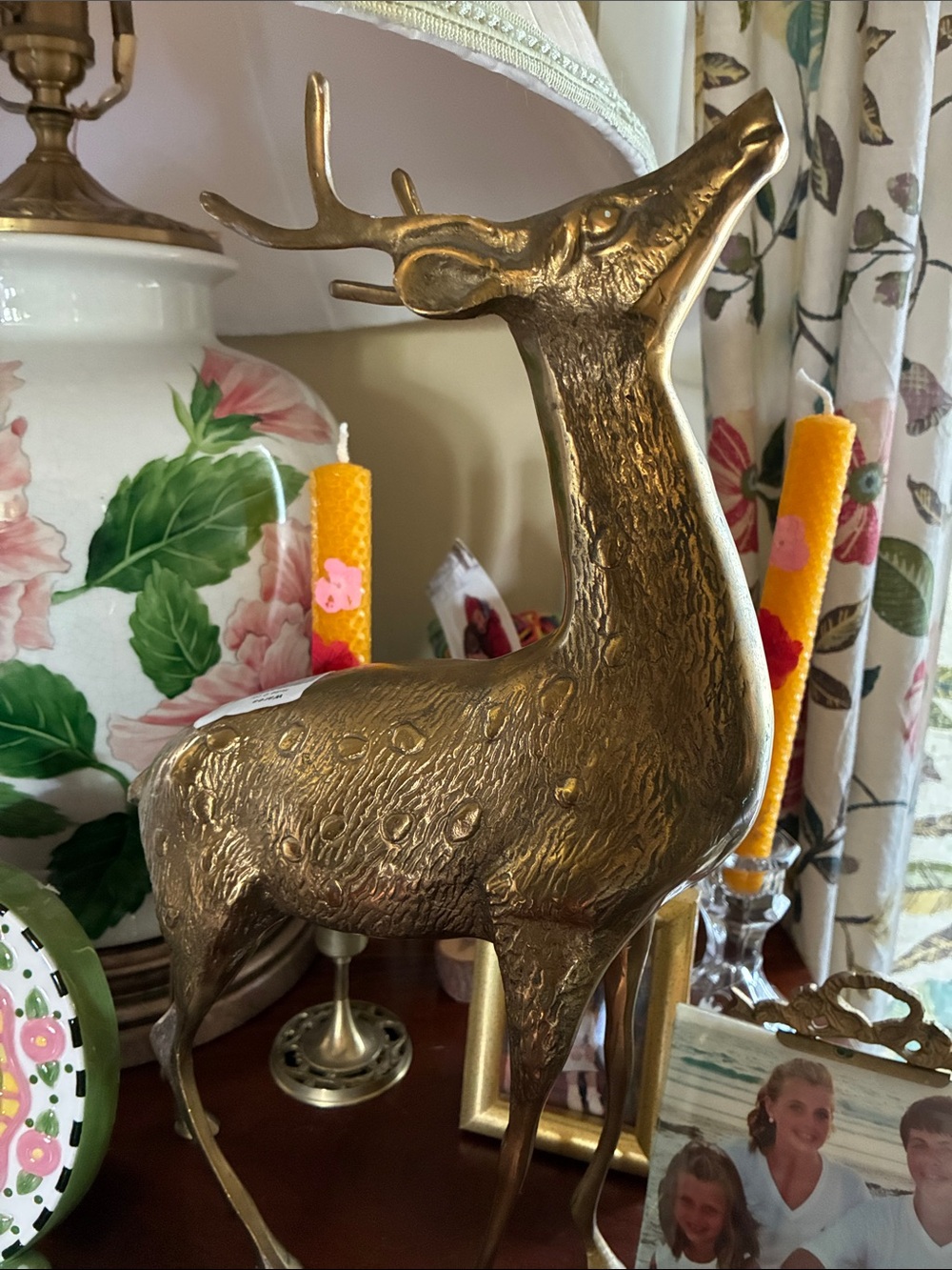 Gold Deer Figurine Home Accent - Sculpted Metallic Stag